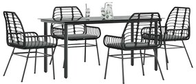 vidaXL Set de sufragerie de grădină 5 piese neagră Sticlă Poly Rattan