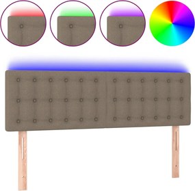 vidaXL Tăblie de pat cu LED, gri taupe, 144x5x78/88 cm, textil
