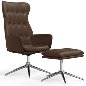 3097720 vidaXL Scaun de relaxare cu taburet, maro lucios, piele ecologică