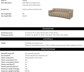 Canapea design LUX Kelly, Cascade S sand