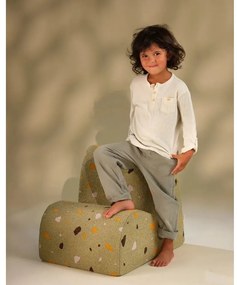 Fotoliu de copii verde cu tapițerie din țesătură bouclé/cu tapițerie din chenille Terrazzo Cloud – Wigiwama
