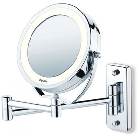 Oglinda cosmetica Beurer BS 59, Diametru 11 cm, 8 LED becuri, Marire de 5 ori, Argintiu