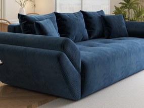 Canapea extensibilă dumonde cu ladă de depozitare si sezut confortabil din spuma high-density, Berlin Zoom Blue 250x100 cm
