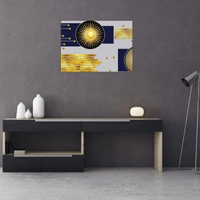 Tablou pe sticlă - Cercuri aurii (70x50 cm)