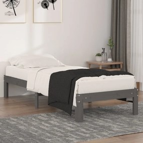 810327 vidaXL Cadru de pat mic single, gri, 75x190 cm, lemn masiv