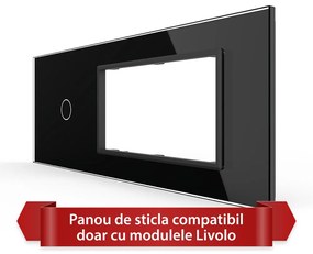 Panou Intrerupator Simplu cu 2 Prize LIVOLO din Sticla, Standard Italian – 6/7M