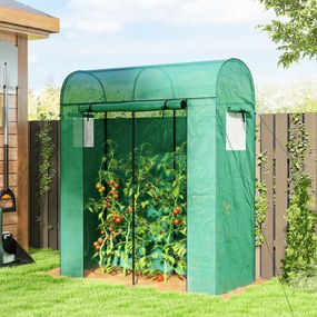 Outsunny Sera de Balcon cu Ușă și Ferestre Rulante, Sera pentru Grădină cu Structură din Oțel și Acoperiș PE, pentru Plante, Legume, Flori, Fructe, Anti UV, 170x68x200 cm, Verde | Aosom Romania
