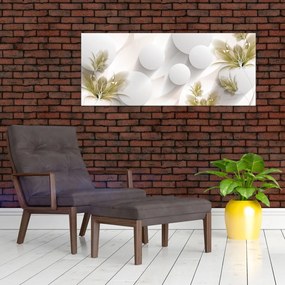 Tablou - 3D cercuri cu flori (120x50 cm)