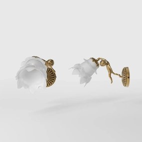 Aplica de perete din alama cu abajur din sticla Putti