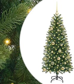 vidaXL Brad de Crăciun artificial cu 150 LED Verde 150 cm PE și PVC