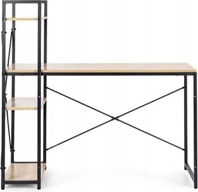 Birou cu raft LOFTY 120x60 cm, negru / decor stejar