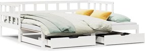 vidaXL Pat de zi cu extensie și sertare fără saltea, alb, 80x200 cm