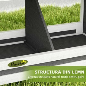 PawHut Cuibar pentru găini cu 3 compartimente, cu bază înălțată și acoperiș, din lemn și bitum, 95x37x34 cm, gri | Aosom Romania