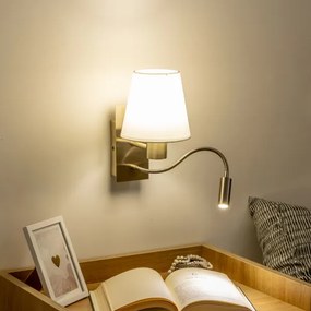 Lampă LED de perete Brilagi NUBILA 1xE27/25W/230V + LED/3W alamă/alb