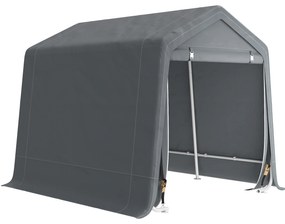 Outsunny Cort Garaj de Exterior din Metal și Țesătură PE, pentru Motociclete și Biciclete, 240x200x202 cm, Gri Închis | Aosom Romania