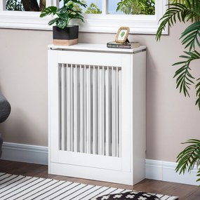 HOMCOM Capac Radiator din MDF si Otel Alb 60x18x84cm Design Simplu si Elegant pentru Acoperire Calorifer | Aosom Romania