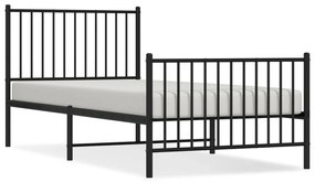 350875 vidaXL Cadru pat metalic cu tăblii de cap/picioare, negru, 90x200 cm