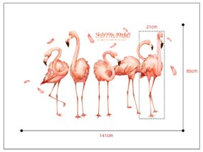 Autocolant de perete "Flamingos 3" 141x85cm