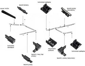 Spot pe sina TORELLO negru / Accesoriu pentru sinele trifazate ARGON T-RACK