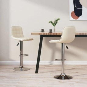 vidaXL Scaune de bar, 2 buc., crem, material textil