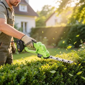 Outsunny 2-în-1 Foarfecă cu acumulator pentru gard viu, foarfecă electrică pentru gard viu &amp; tufe cu lungime de tăiere 20/10 cm, încărcător | Aosom Romania