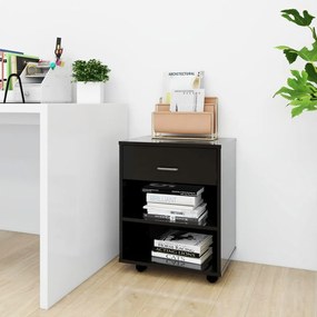 808474 vidaXL Dulap cu roți, negru extralucios, 46x36x59 cm, PAL