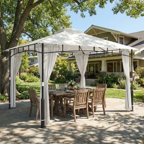 Outsunny Pavilion, 3x3,6 m rezistent la apă Stabil pavilion de grădină cu plasă anti-țânțari, acoperiș dublu, pentru grădină, terasă, Negru | Aosom Romania