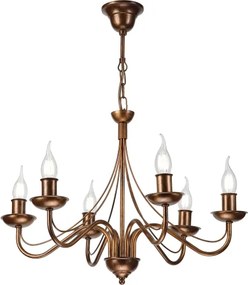 Candelabru suspendat ANTON pe lanț, 6xE14/60W/230V, bronz