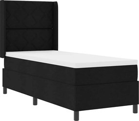 vidaXL Pat cu arc LED cu saltea Negru 80 x 200 cm țesătură