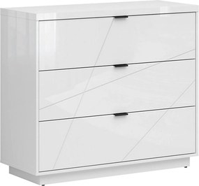 Comoda FORN, alb lucios, PAL melaminat, 106x43x93 cm