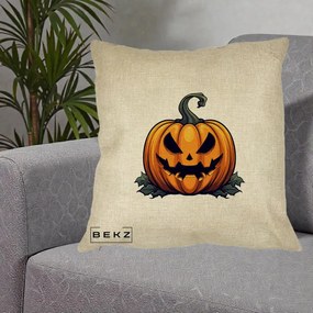 Perna Decorativa Halloween Jack-o'-Lantern Infricosator, 40x40 cm, Crem, Husa Detasabila, Perna Inclusa, BEKZ®