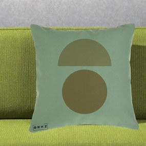 Perna Decorativa Geometric Minimalist Auriu, 40x40 cm, Verde, Husa Detasabila, Perna Inclusa, BEKZ®