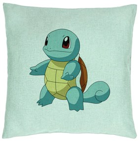 Perna Decorativa, Model copii Squirtle, 40x40 cm, Verde Menta, Husa Detasabila, Burduf