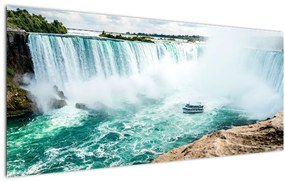 Tablou cu cascadele și corabie (120x50 cm)