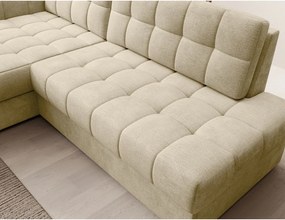 Colțar maro deschis extensibil cu tapițerie din catifea (cu colț pe partea stângă/cu șezlong) Blezalt – ELTAP