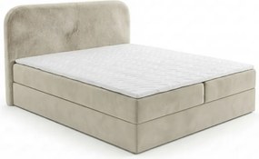 Pat tapițat boxspring FORENA 140x200 cm crem Saltea: Saltea cu arcuri Bonell