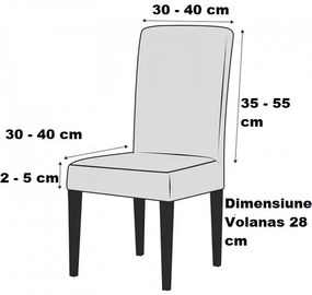 Set 6 huse scaune creponate si elastice, cu volanas, Cenusiu