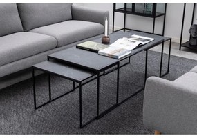 Măsuțe de cafea negru-mat 3 buc. cu blat cu aspect de marmură 60x120 cm Infinity – Actona