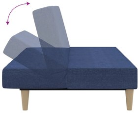 Canapea extensibila cu 2 locuri, albastru, textil Albastru, Fara scaunel pentru picioare Fara scaunel pentru picioare