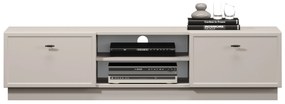 Comodă TV Lorini 150 cm cu sertare - culoare cașmir / mânere negre tip T-bar
