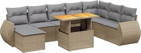 vidaXL Set canapele de grădină, 9 piese, cu perne, bej, poliratan