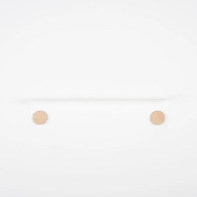 Raft de perete din oțel și detalii din lemn de stejar, cu 2 cârlige Gazzda Hook, lungime 60 cm, alb