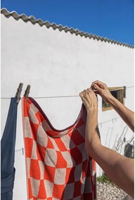 Prosoape portocalii/bej 2 buc. din bumbac organic din frotir 40x55 cm Retro – Mette Ditmer Denmark