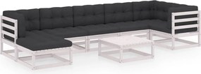 vidaXL Set mobilier de grădină cu perne, 8 piese, lemn masiv de pin