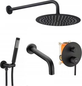 Sistem de dus cu pipa cada si baterie monocomanda Rea Lungo negru mat