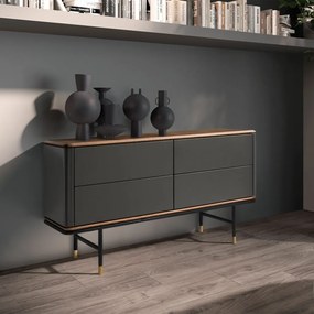 Comoda deosebita design LUX Dark Grey-Walnut 140x45cm
