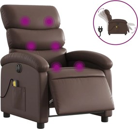 vidaXL Fotoliu electric de masaj rabatabil, maro, piele ecologică