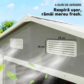 Outsunny Magazie de Gradina, Suport pentru Unelte din Otel cu Usi Glisante si Orificii de Aerisire, 196x236x208 cm, Maro | Aosom Romania