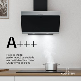 Klarstein Alessia hotă înclinată | mod evacuare aer și recirculare | oțel inoxidabil | 404 m³/h | 60 cm