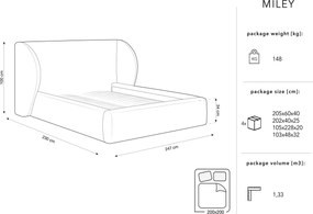 Pat tapitat cu tablie si lada depozitare, Miley, Micadoni Home, BL, 200x200 cm, catifea, bej deschis
